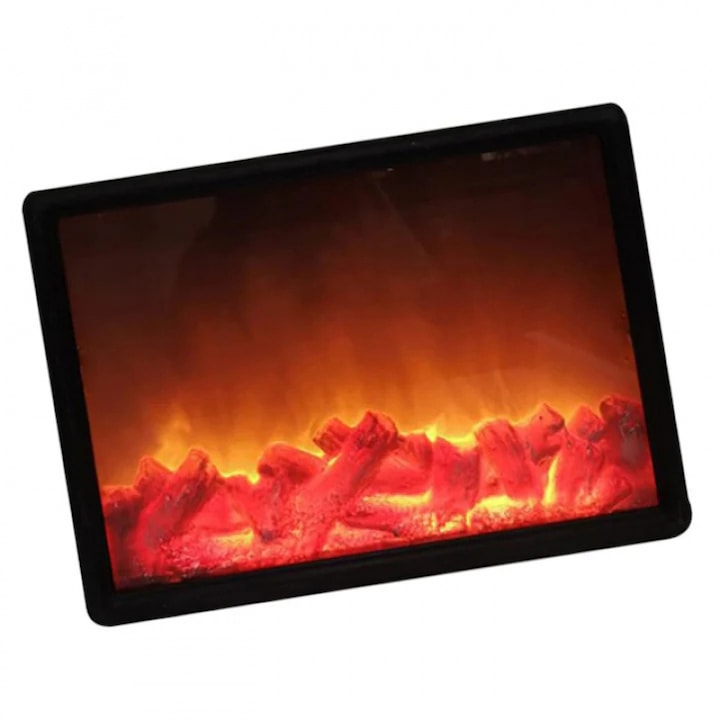 Semineu Electric LED AjieQaQ, Decorativ in Negru, 30x21x8 cm - Incalzire Rapida si Economie Energetica.Design mini subtire, elegant si simplu, cu protectie pentru ochi prin lumina moale.Creeaza o atmosfera relaxanta, functionare silentioasa - perfecta