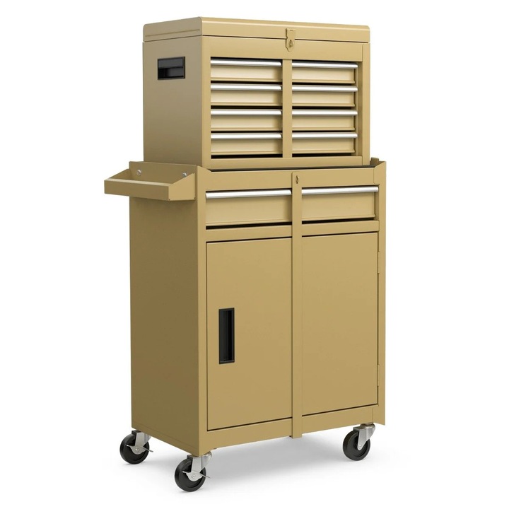 Szerszámszekrény, Northix, 2 az 1-ben, 5 fiókos, fém, állítható polc, mobil