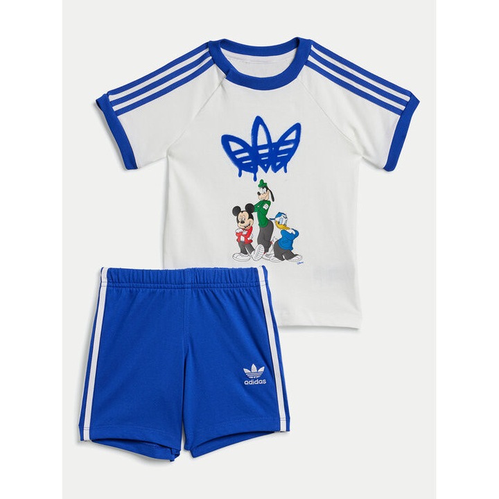 Set Tricou si Pantaloni Scurti, Unisex, Adidas, albastru/alb