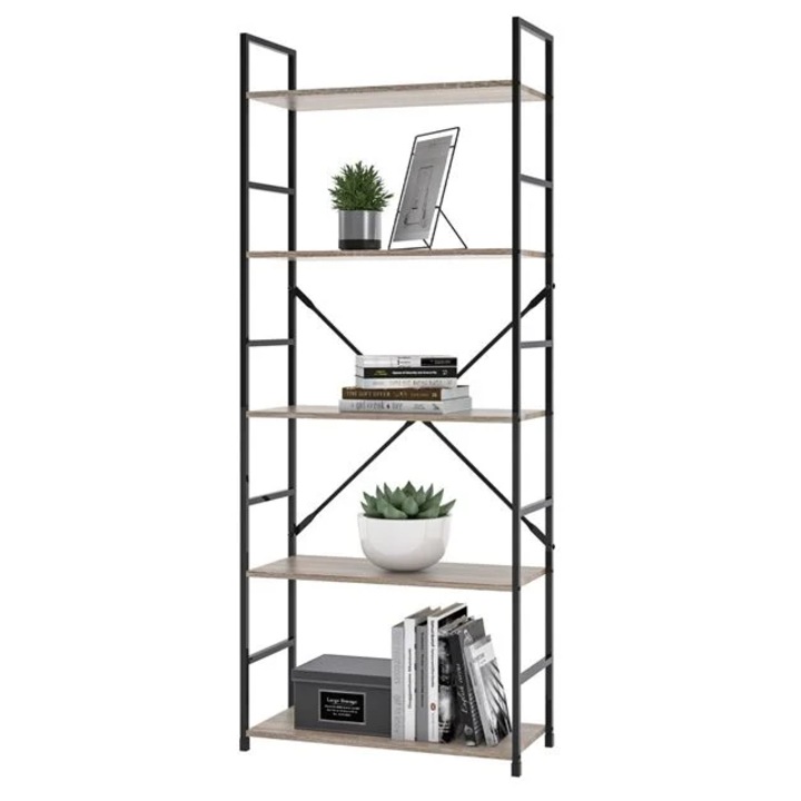 Polc, Fém szerkezet, 5 polc, 58x23x144 cm