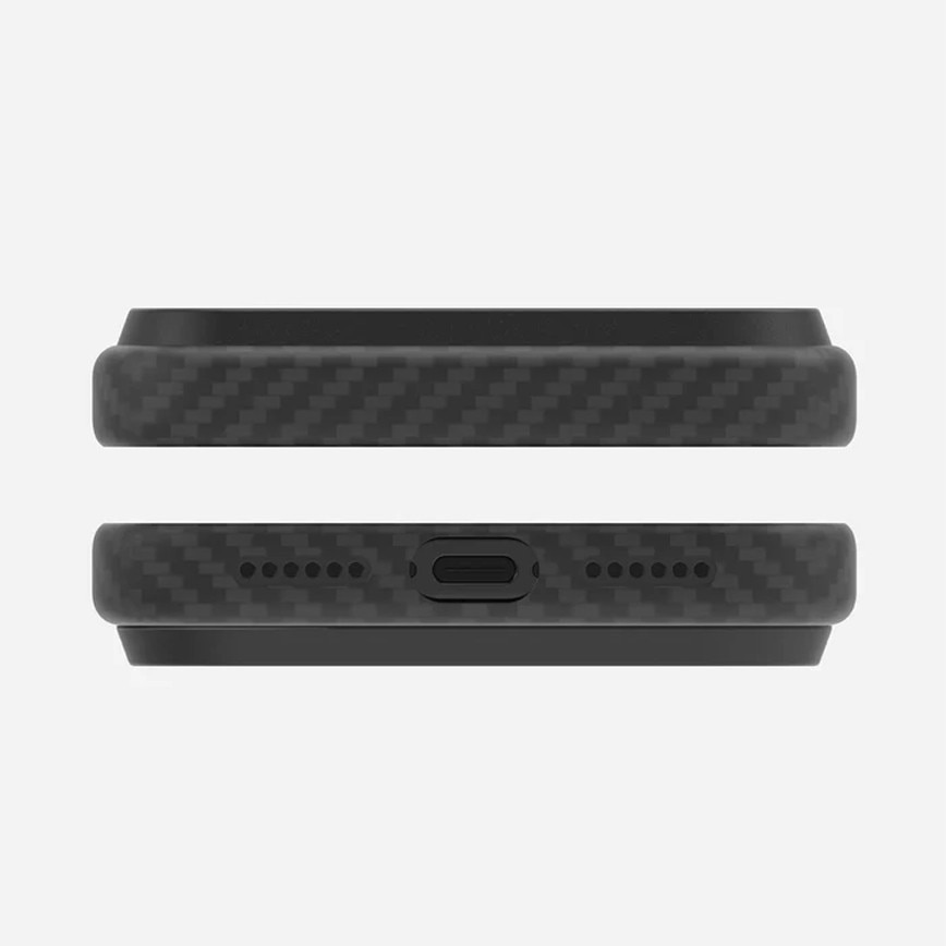 Husa pentru iPhone 17 Pro din fibra de aramida, Aulumu A17, Ultra slim, compatibila MagSafe, Racire activa CoolHyper, Cadru camera din Aluminiu, Design rezistent la socuri, Disipare caldura, Protectie premium, Negru