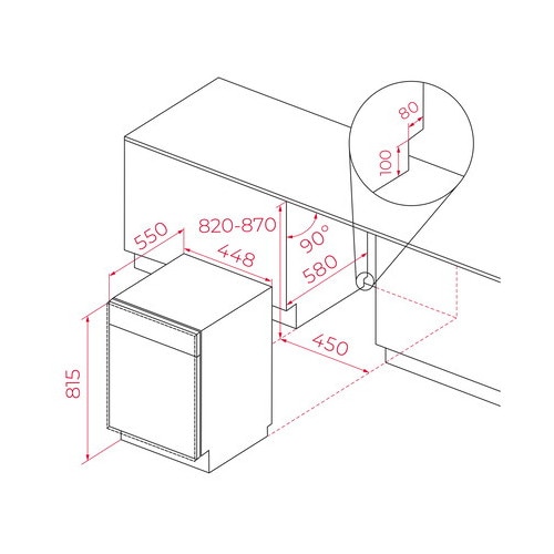 Mașină de spălat vase incorporabilă Teka DFI 74860, Control tactil, Display LED, 8 programe, 10 seturi, Program Eco, Pornire întârziată, 45 cm, Clasa energetică C, Negru