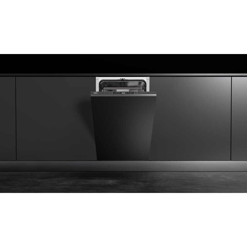 Mașină de spălat vase incorporabilă Teka DFI 74860, Control tactil, Display LED, 8 programe, 10 seturi, Program Eco, Pornire întârziată, 45 cm, Clasa energetică C, Negru
