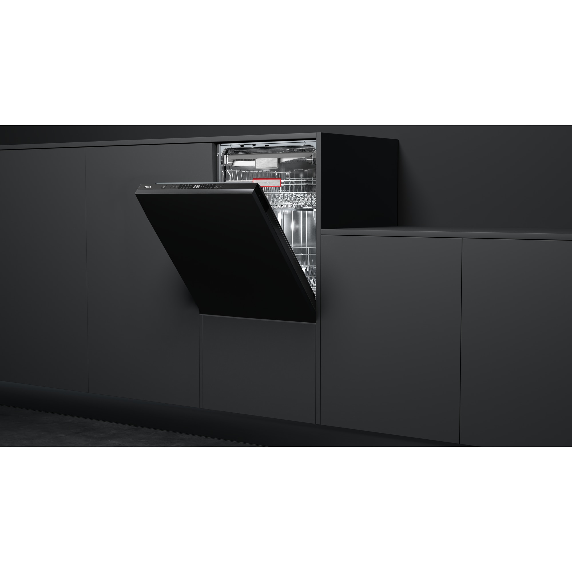 Mașină de spălat vase incorporabilă Teka DFI 74860, Control tactil, Display LED, 8 programe, 10 seturi, Program Eco, Pornire întârziată, 45 cm, Clasa energetică C, Negru