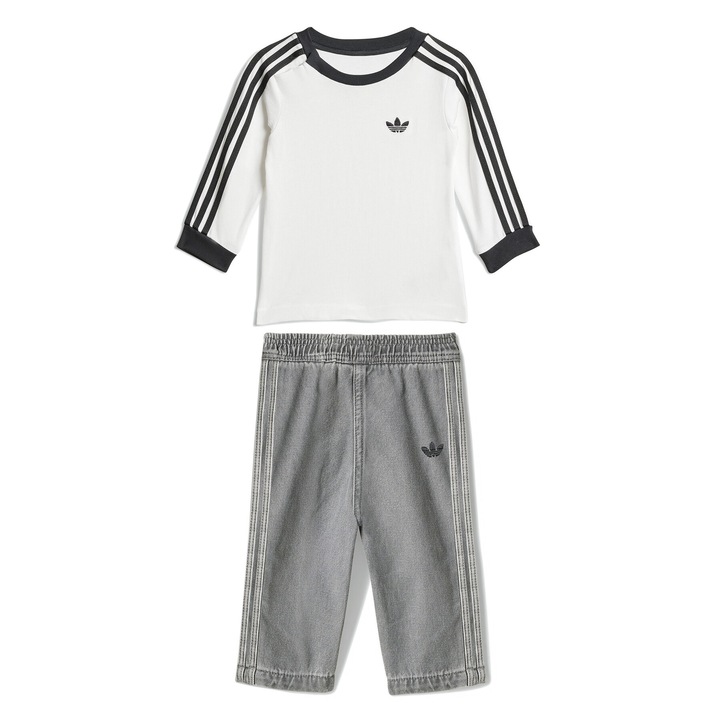Compleu pentru copii, Adidas, bluza si pantaloni, unisex, alb/gri, bumbac, 62 CM