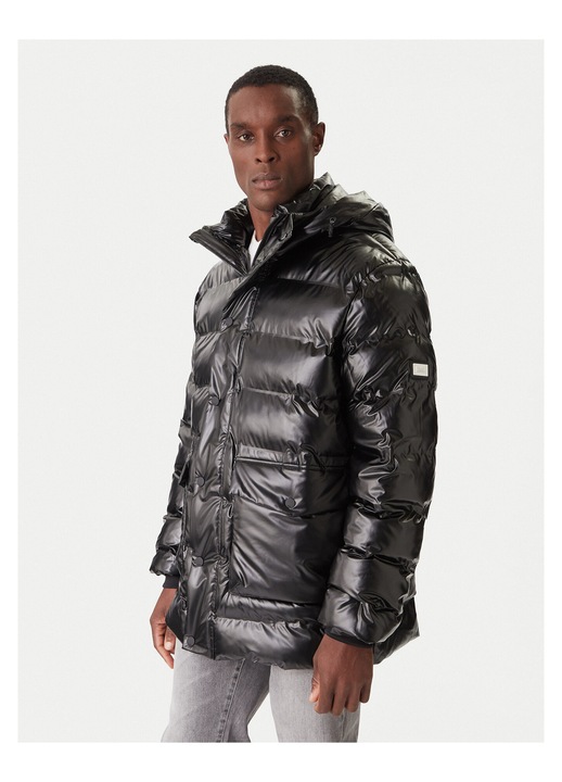 Geaca de iarna barbati, Karl Lagerfeld, neagra, fermoar, 55% poliuretan, 45% poliester, 46 EU