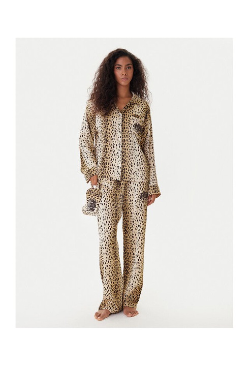 Pijamale dama Juicy Couture, bej, imprimeu leopard