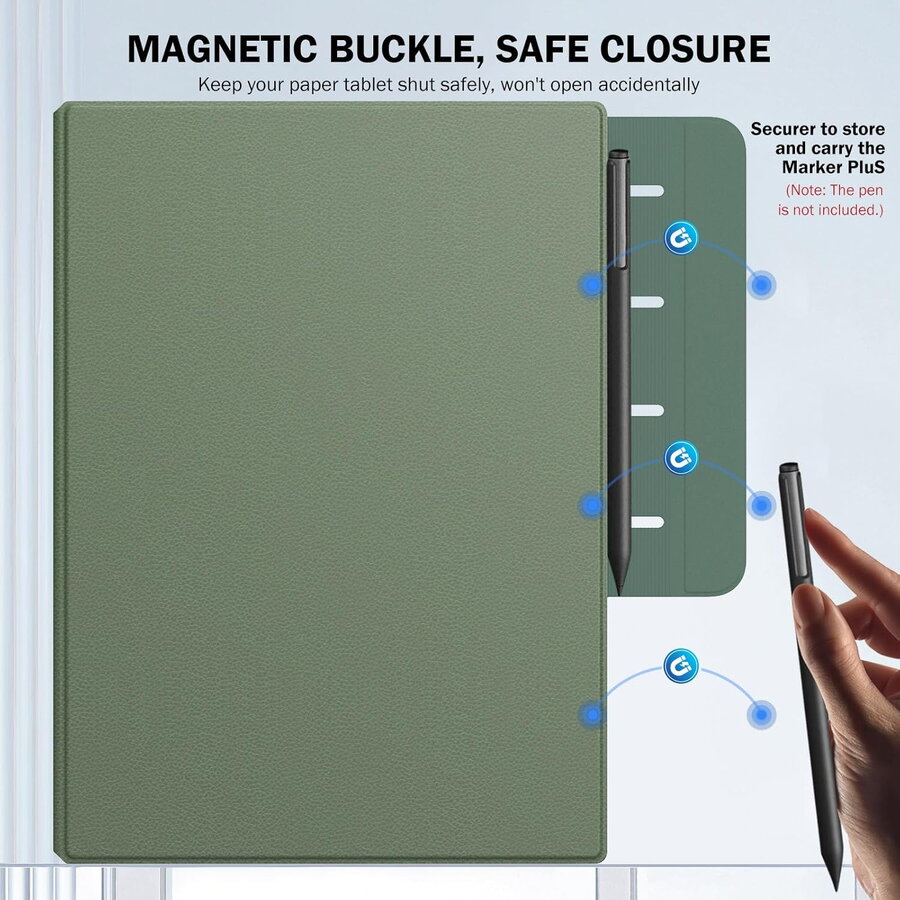 Husa MoKo Book Folio pentru Remarkable Paper Pro 11.8", Magnetic, Verde