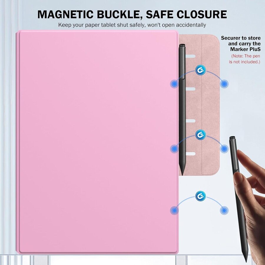 Husa MoKo Book Folio pentru Remarkable Paper Pro 11.8", Magnetic, Roz
