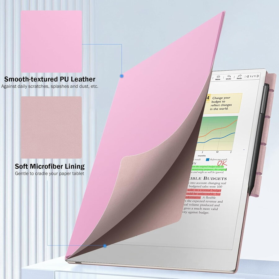Husa MoKo Book Folio pentru Remarkable Paper Pro 11.8", Magnetic, Roz
