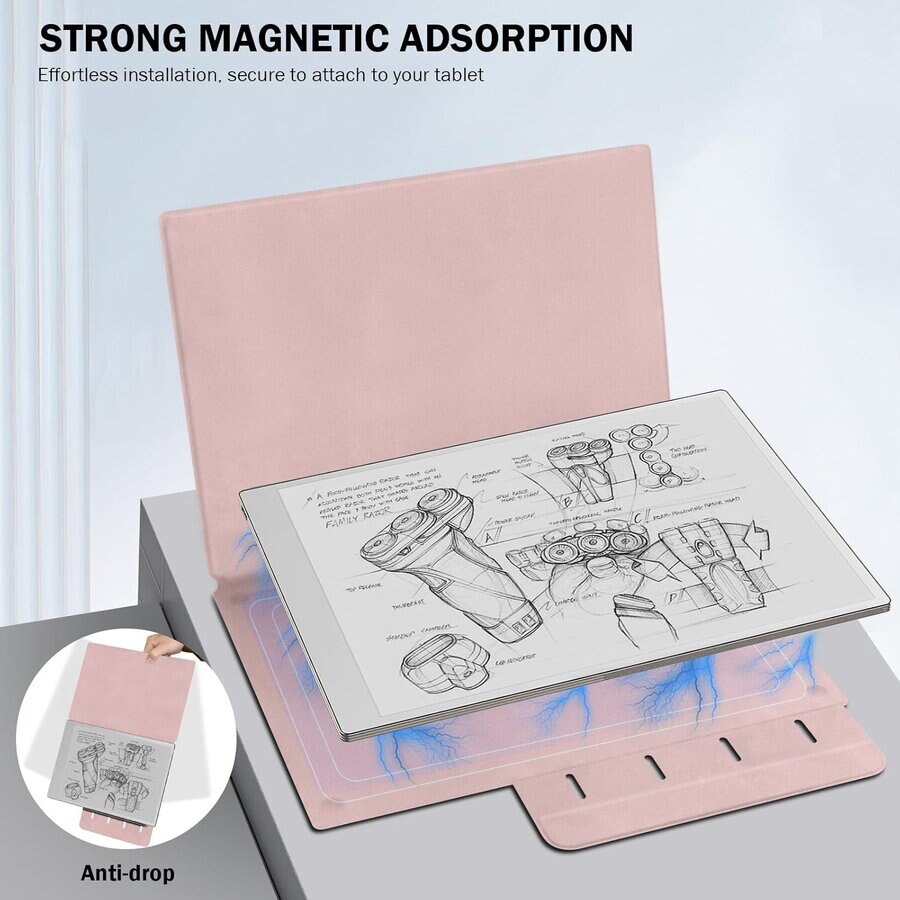 Husa MoKo Book Folio pentru Remarkable Paper Pro 11.8", Magnetic, Roz