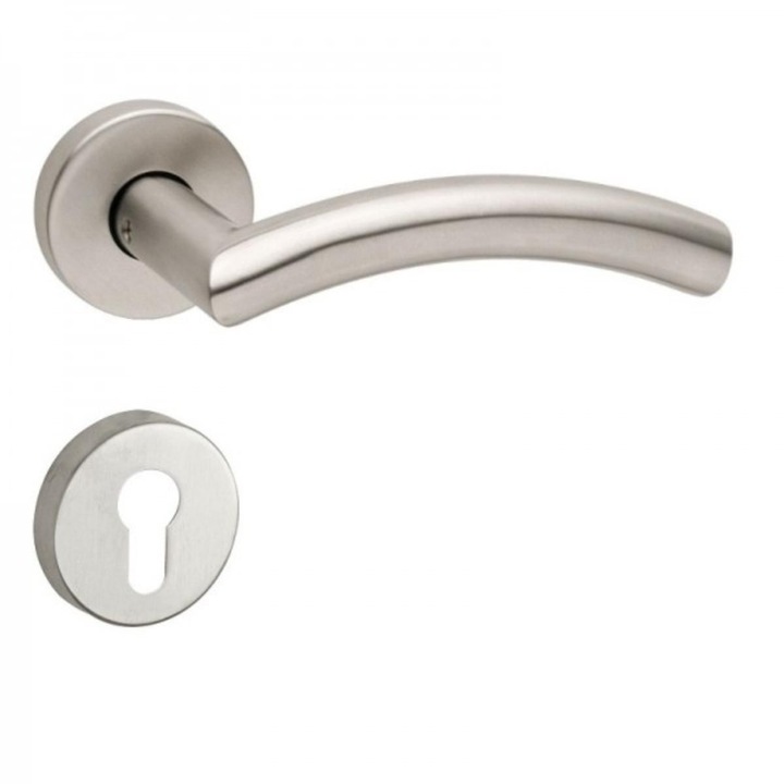 Mâner de ușă Fimet, model Sekretna 131, inox, 52mm, pentru ușă de interior și de intrare