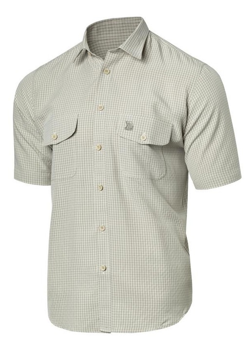 Tagart Sahara, cămașă bărbătească cu mânecă scurtă în carouri, bej, M