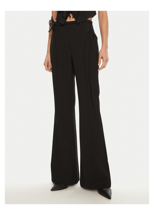 Pantaloni evazati pentru dama, ROTATE, negru, textil