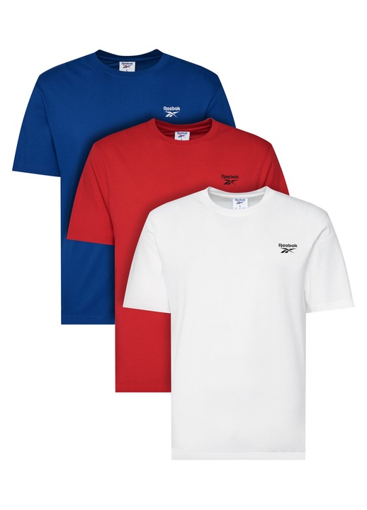Set tricouri barbati Reebok, alb, albastru, rosu, bumbac