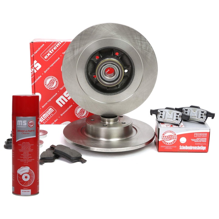 Master-Sport féktárcsa és fékbetét készlet, hátsó, 5 lyukú, féktisztító spray-vel