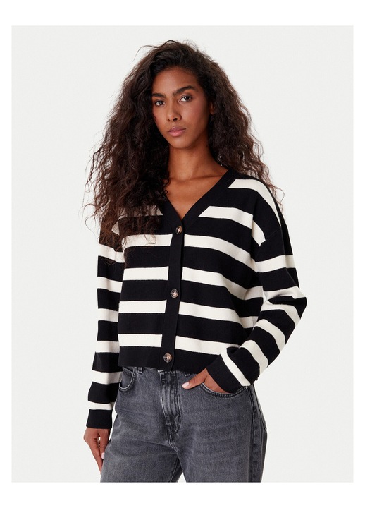 Cardigan dama Vero Moda, negru, alb, pulover