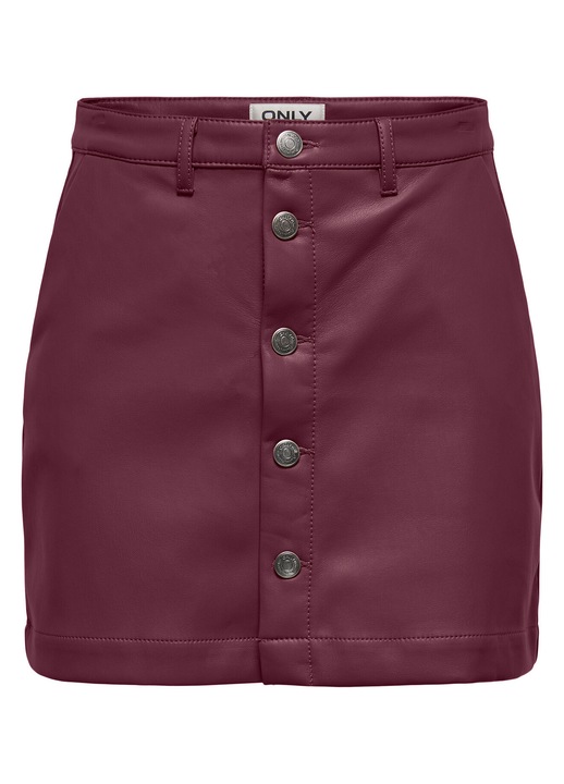 Fusta din imitatie de piele, Only, bordo, femei
