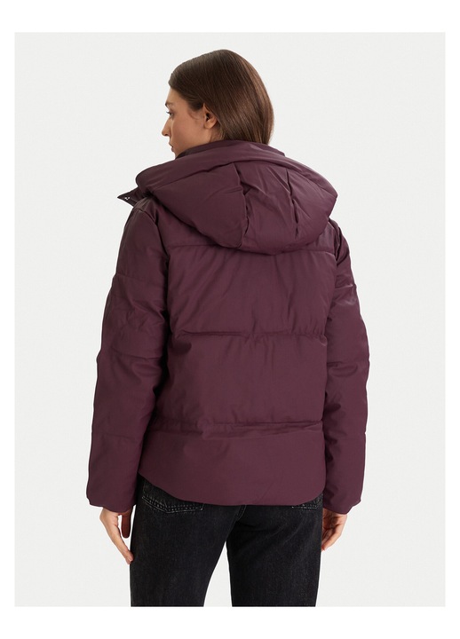 Geaca de iarna, Vero Moda, gluga detasabila, violet, piele ecologica, S INTL