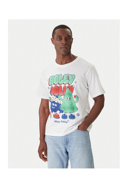 Tricou barbati Jack & Jones, alb, din bumbac 100%