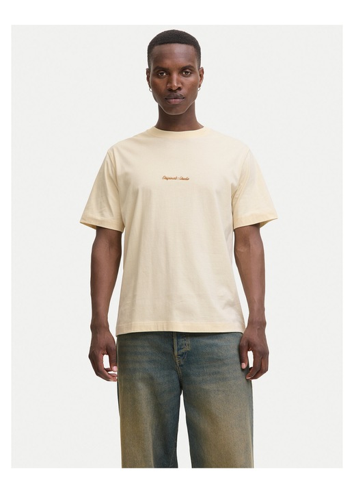 Tricou barbati Jack & Jones, ecru, bumbac