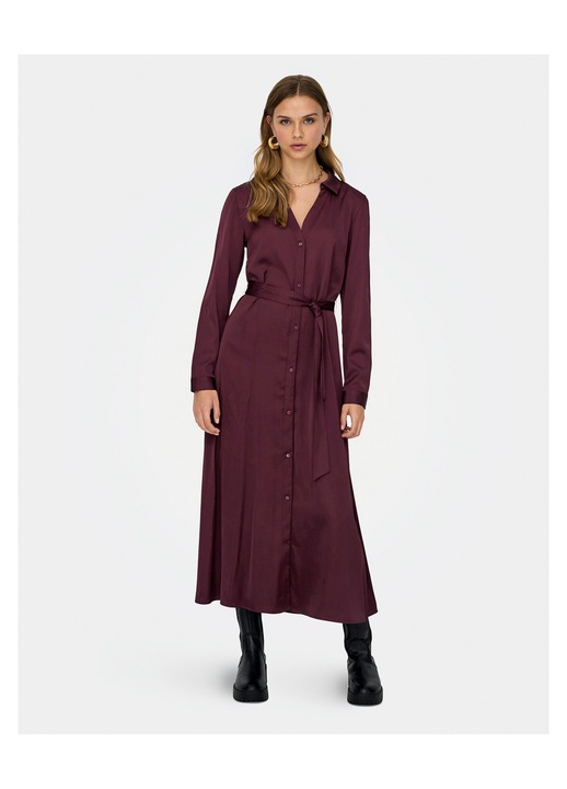 Rochie camasa dama Only, visiniu, fabricatie de calitate