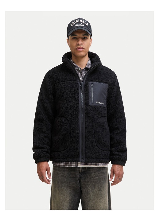 Geaca barbati Jack & Jones, neagra, din material polar, S INTL