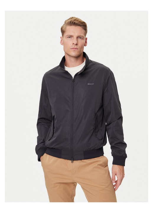 Geaca bomber barbati, Gant, neagra, poliester reciclat, fermoar, buzunare cu capse, 3XL INTL