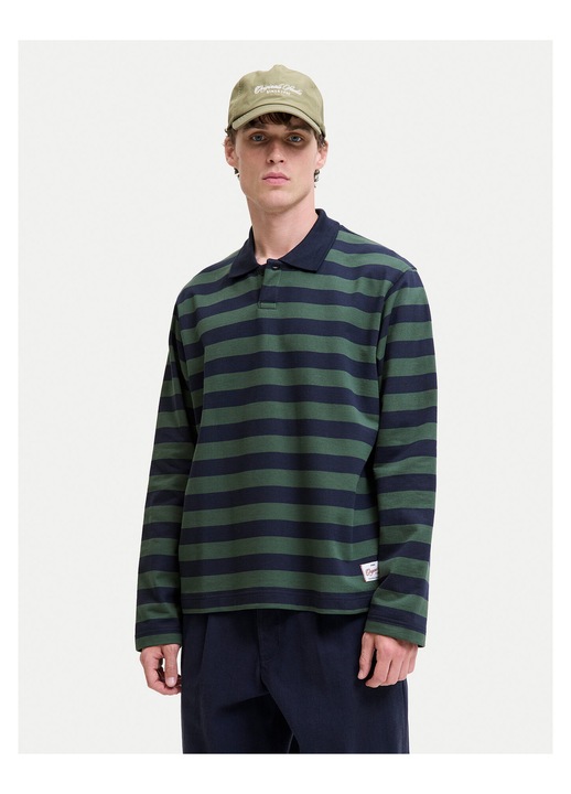 Polo barbati Jack & Jones, verde, bleumarin, bumbac