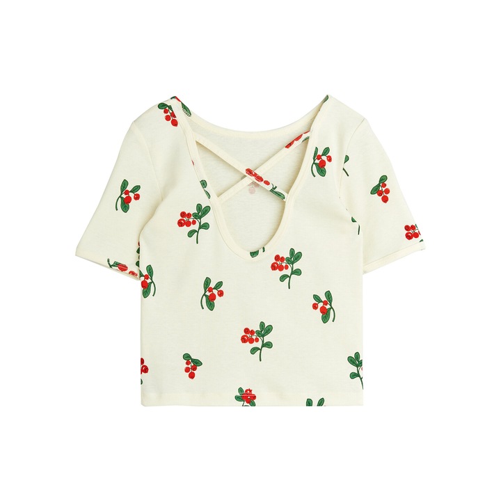 Tricou pentru copii, Mini Rodini, alb, model floral