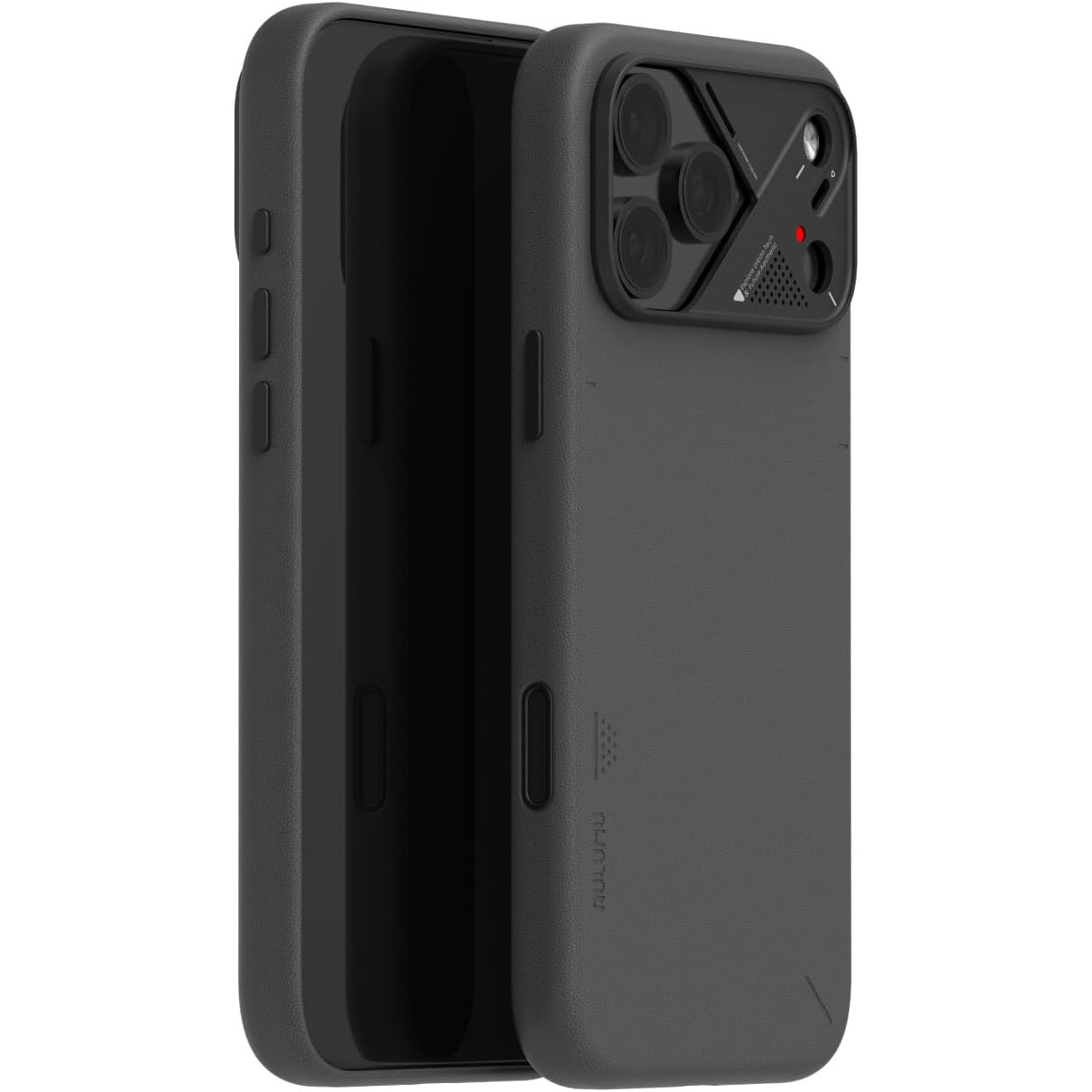 Husa pentru iPhone 17 Pro, Aulumu A17 Vegan Leather, Piele texturata, Ultra slim, Compatibila MagSafe, Racire activa CoolHyper, Butoane metalice, Protectie maxima, Negru