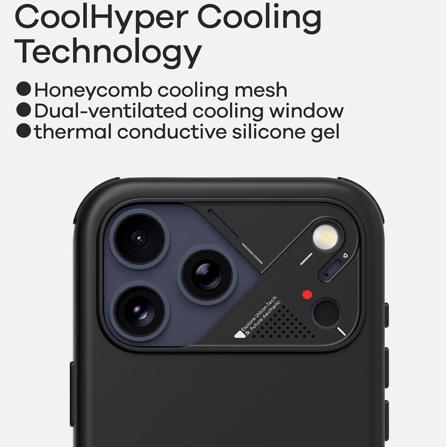 Husa pentru iPhone 17 Pro, Aulumu A17 Vegan Leather, Piele texturata, Ultra slim, Compatibila MagSafe, Racire activa CoolHyper, Butoane metalice, Protectie maxima, Negru