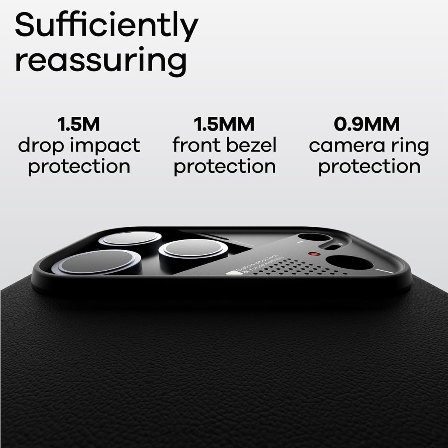 Husa pentru iPhone 17 Pro, Aulumu A17 Vegan Leather, Piele texturata, Ultra slim, Compatibila MagSafe, Racire activa CoolHyper, Butoane metalice, Protectie maxima, Negru
