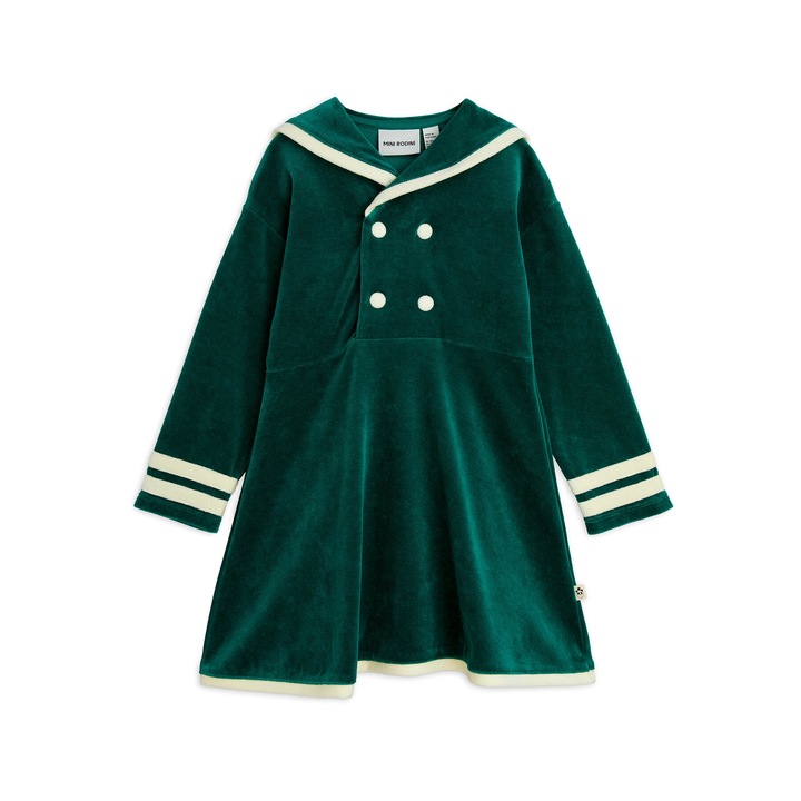 Rochie casual fete Mini Rodini, verde, maneca lunga