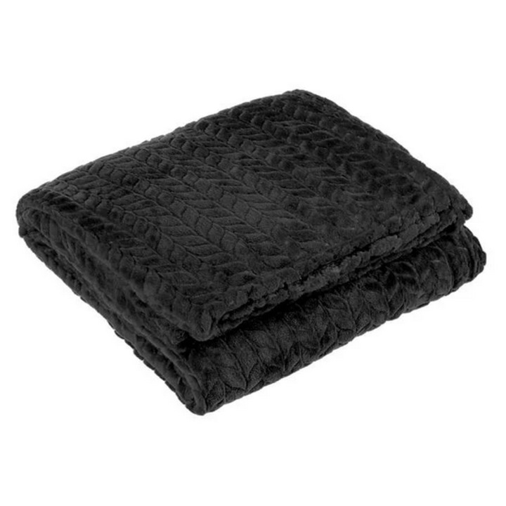 Patura Premium AB HOMES de Iarna, Ultra-Calduroasa, Neagra, pentru Fotoliu, 160x130 cm