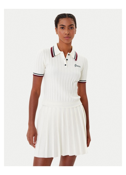Tricou polo dama Guess V5BP04Z1152, culoare alb, XL