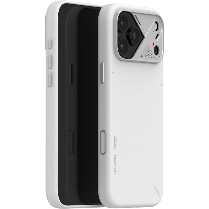 Tok iPhone 17 Pro-hoz, Aulumu A17 vegán bőr, texturált bőr, ultravékony, MagSafe kompatibilis, CoolHyper aktív hűtés, fém gombok, maximális védelem, fehér