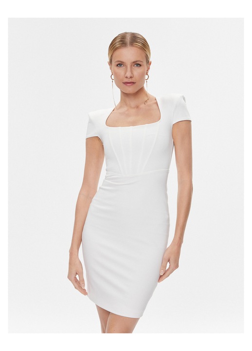 Rochie cocktail, GUESS BY MARCIANO, fermoar, alb, 65% viscoza, 42 EU