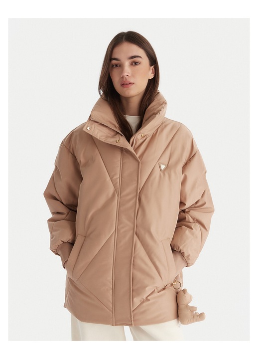 Geaca de iarna, Guess, bej, femei, material calduros, M INTL