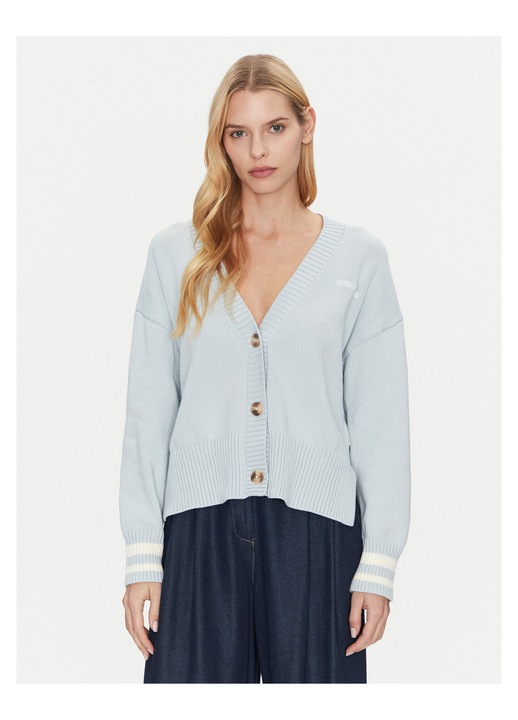 Cardigan dama Guess Jeans, albastru, pulover casual, material moale