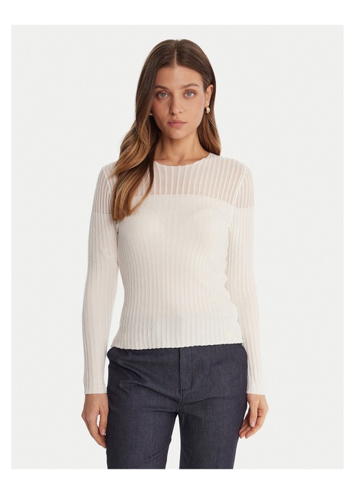 Pulover dama, Guess, slim fit, ecru, viscoza/poliamida, XS INTL