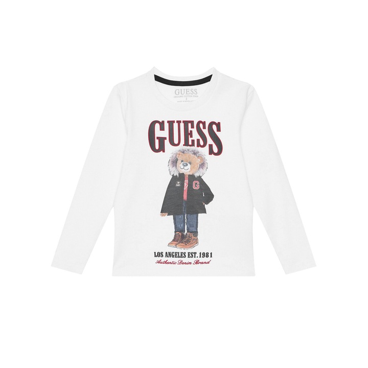 Bluza copii Guess, alb, 98 CM