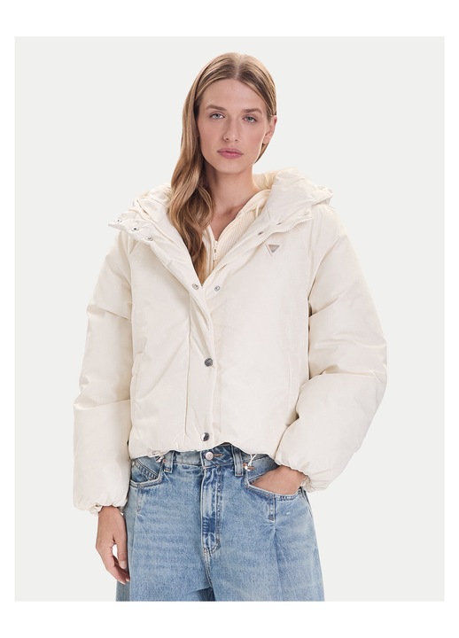 Geaca de iarna dama Guess, ecru, fabricata din materiale de calitate, L INTL