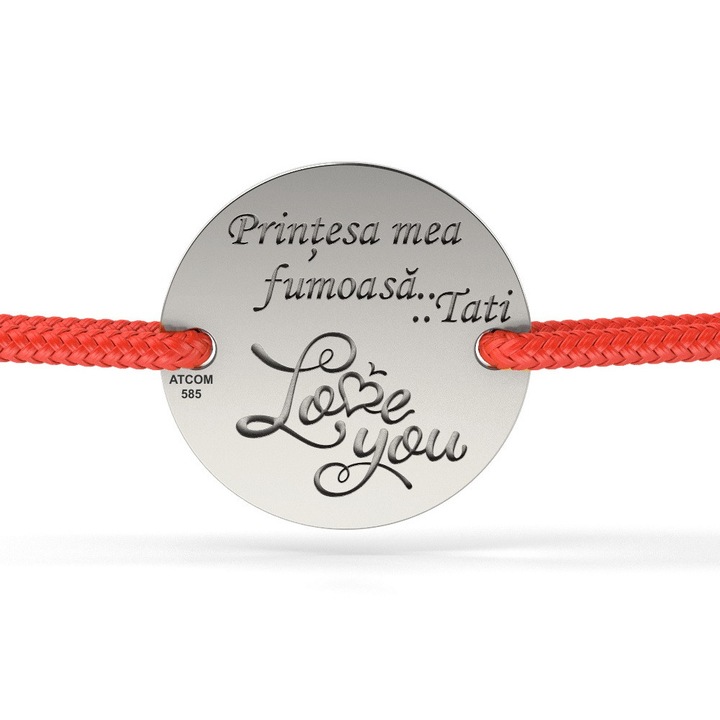 Bratara din argint cu snur model Banut love you