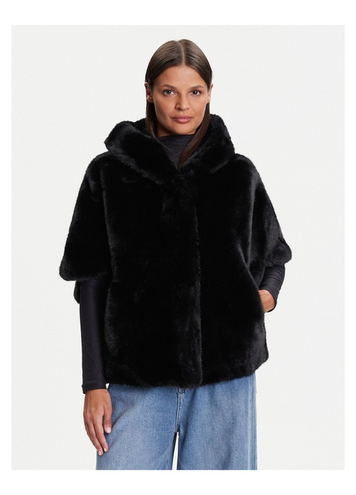 Geaca dama, Kontatto, blana artificiala, negru, M-L INTL