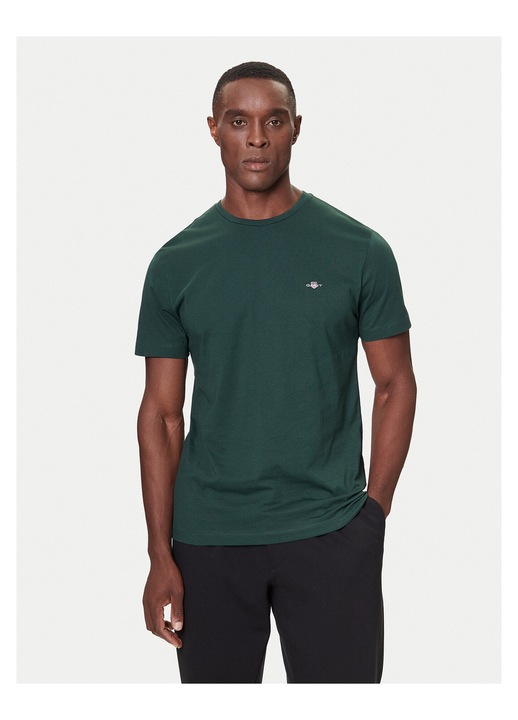Tricou Gant verde pentru barbati, bumbac, Verde