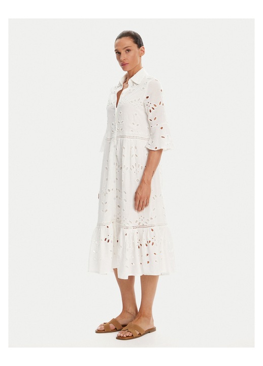 Rochie tip camasa ICONIQUE, alba, 2 caracteristici reprezentative, S INTL