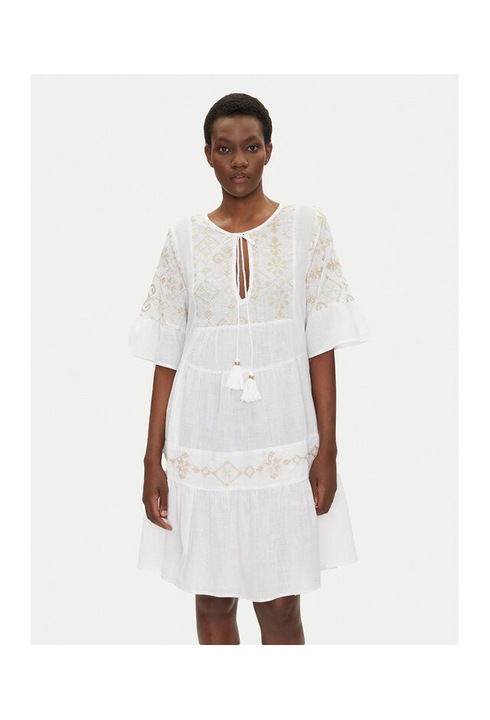 Rochie de vara dama Iconique, alb, fabric usor