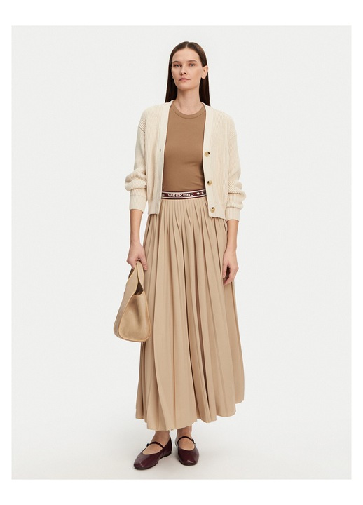 Fusta plisata dama Weekend Max Mara, bej, fabrica de calitate
