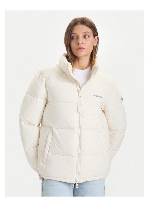 Geaca de iarna dama Guess Jeans, bej, material calduros, L INTL